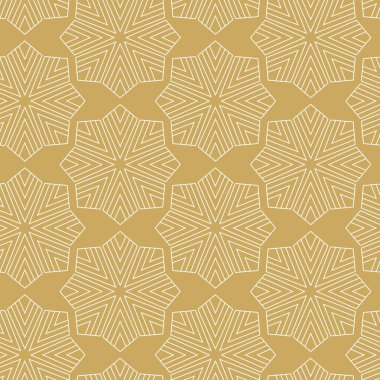 Haçlı, çizgili, çizgili soyut geometrik desen. Kusursuz vektör arkaplanı. Beyaz ve altın süs. Modern retiküle grafik tasarımı.