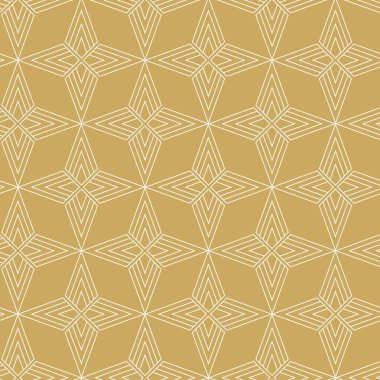 Haçlı, çizgili, çizgili soyut geometrik desen. Kusursuz vektör arkaplanı. Beyaz ve altın süs. Modern retiküle grafik tasarımı.