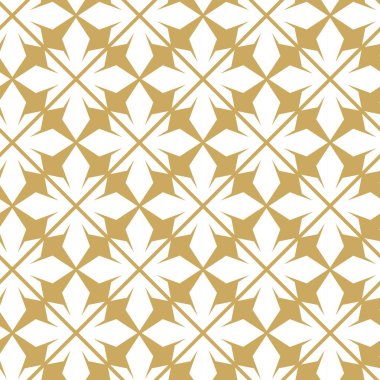 Haçlı, çizgili, çizgili soyut geometrik desen. Kusursuz vektör arkaplanı. Beyaz ve altın süs. Modern retiküle grafik tasarımı.