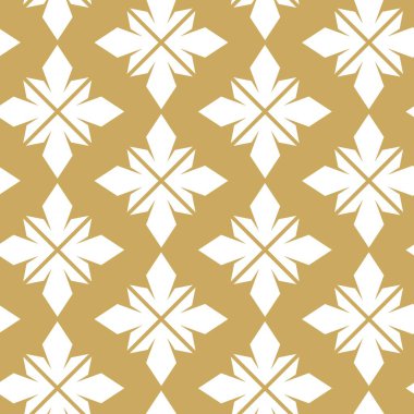 Haçlı, çizgili, çizgili soyut geometrik desen. Kusursuz vektör arkaplanı. Beyaz ve altın süs. Modern retiküle grafik tasarımı.