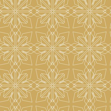 Haçlı, çizgili, çizgili soyut geometrik desen. Kusursuz vektör arkaplanı. Beyaz ve altın süs. Modern retiküle grafik tasarımı.
