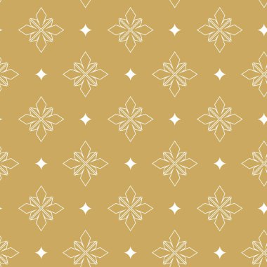 Haçlı, çizgili, çizgili soyut geometrik desen. Kusursuz vektör arkaplanı. Beyaz ve altın süs. Modern retiküle grafik tasarımı.