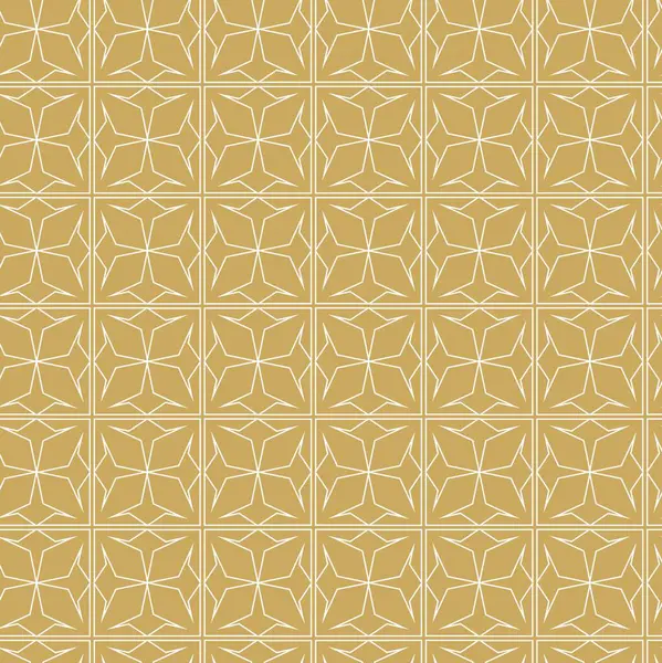 Haçlı, çizgili, çizgili soyut geometrik desen. Kusursuz vektör arkaplanı. Beyaz ve altın süs. Modern retiküle grafik tasarımı.