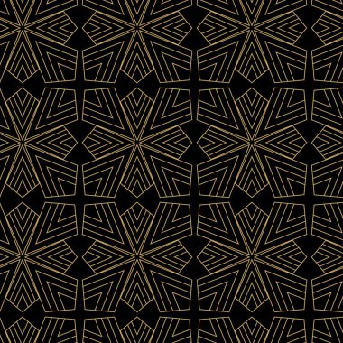 Haçlı, çizgili, çizgili soyut geometrik desen. Kusursuz vektör arkaplanı. Siyah ve altın süs. Modern retiküle grafik tasarımı.