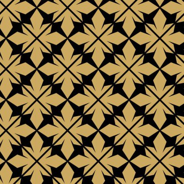 Haçlı, çizgili, çizgili soyut geometrik desen. Kusursuz vektör arkaplanı. Siyah ve altın süs. Modern retiküle grafik tasarımı.