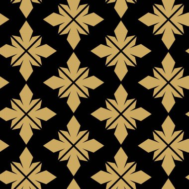 Haçlı, çizgili, çizgili soyut geometrik desen. Kusursuz vektör arkaplanı. Siyah ve altın süs. Modern retiküle grafik tasarımı.
