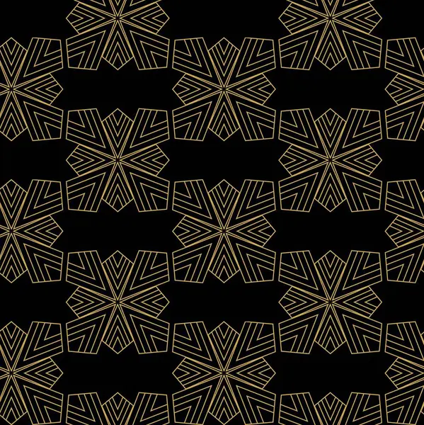 Haçlı, çizgili, çizgili soyut geometrik desen. Kusursuz vektör arkaplanı. Siyah ve altın süs. Modern retiküle grafik tasarımı.