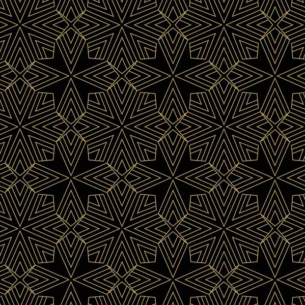 Haçlı, çizgili, çizgili soyut geometrik desen. Kusursuz vektör arkaplanı. Siyah ve altın süs. Modern retiküle grafik tasarımı.