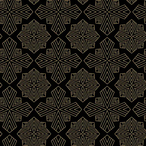 Haçlı, çizgili, çizgili soyut geometrik desen. Kusursuz vektör arkaplanı. Siyah ve altın süs. Modern retiküle grafik tasarımı.