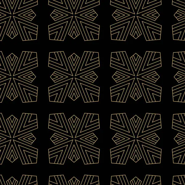 Haçlı, çizgili, çizgili soyut geometrik desen. Kusursuz vektör arkaplanı. Siyah ve altın süs. Modern retiküle grafik tasarımı.