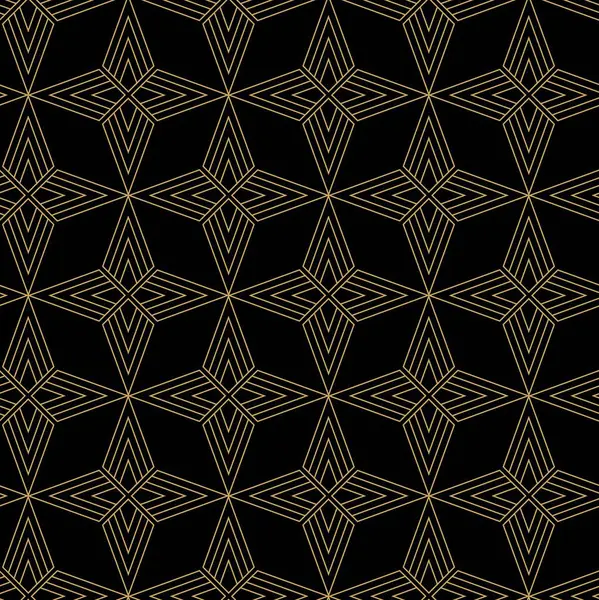 Haçlı, çizgili, çizgili soyut geometrik desen. Kusursuz vektör arkaplanı. Siyah ve altın süs. Modern retiküle grafik tasarımı.