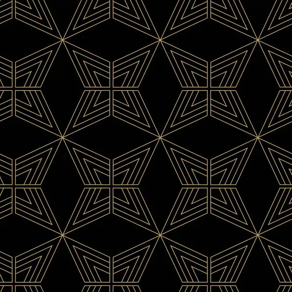 Haçlı, çizgili, çizgili soyut geometrik desen. Kusursuz vektör arkaplanı. Siyah ve altın süs. Modern retiküle grafik tasarımı.