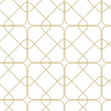 Haçlı, çizgili, çizgili soyut geometrik desen. Kusursuz vektör arkaplanı. Beyaz ve altın süs. Modern retiküle grafik tasarımı.