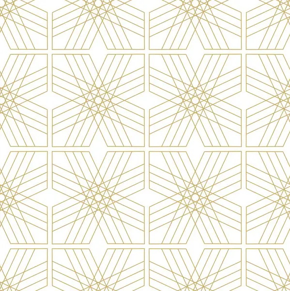 Haçlı, çizgili, çizgili soyut geometrik desen. Kusursuz vektör arkaplanı. Beyaz ve altın süs. Modern retiküle grafik tasarımı.