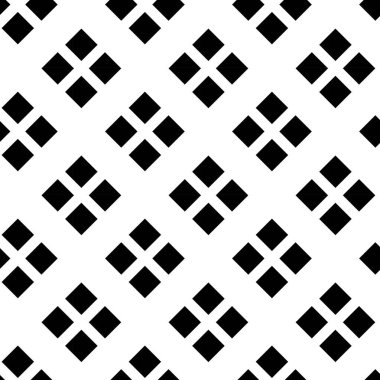 Haçlı, çizgili, çizgili soyut geometrik desen. Kusursuz vektör arkaplanı. Beyaz ve siyah süs. Modern retiküle grafik tasarımı.