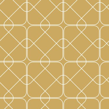 Haçlı, çizgili, çizgili soyut geometrik desen. Kusursuz vektör arkaplanı. Beyaz ve altın süs. Modern retiküle grafik tasarımı.