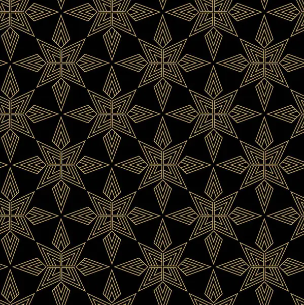 Haçlı, çizgili, çizgili soyut geometrik desen. Kusursuz vektör arkaplanı. Siyah ve altın süs. Modern retiküle grafik tasarımı.