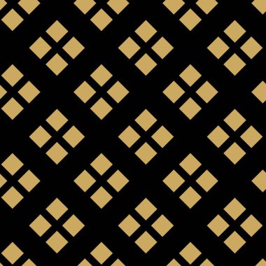 Haçlı, çizgili, çizgili soyut geometrik desen. Kusursuz vektör arkaplanı. Siyah ve altın süs. Modern retiküle grafik tasarımı.