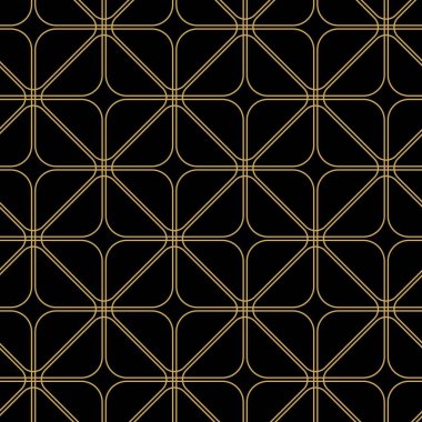 Haçlı, çizgili, çizgili soyut geometrik desen. Kusursuz vektör arkaplanı. Siyah ve altın süs. Modern retiküle grafik tasarımı.