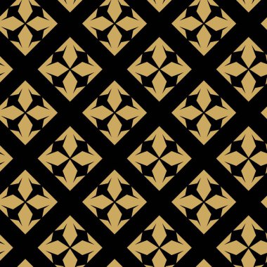 Haçlı, çizgili, çizgili soyut geometrik desen. Kusursuz vektör arkaplanı. Siyah ve altın süs. Modern retiküle grafik tasarımı.