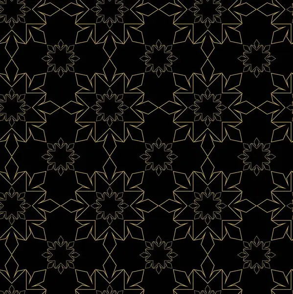 Haçlı, çizgili, çizgili soyut geometrik desen. Kusursuz vektör arkaplanı. Siyah ve altın süs. Modern retiküle grafik tasarımı.