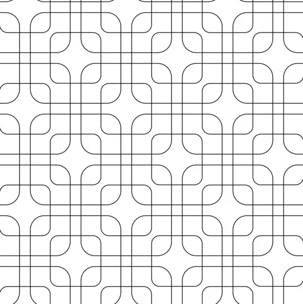 Haçlı, çizgili, çizgili soyut geometrik desen. Kusursuz vektör arkaplanı. Beyaz ve siyah süs. Modern retiküle grafik tasarımı.