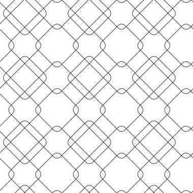 Haçlı, çizgili, çizgili soyut geometrik desen. Kusursuz vektör arkaplanı. Beyaz ve siyah süs. Modern retiküle grafik tasarımı.
