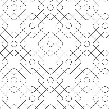 Haçlı, çizgili, çizgili soyut geometrik desen. Kusursuz vektör arkaplanı. Beyaz ve siyah süs. Modern retiküle grafik tasarımı.