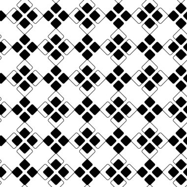 Haçlı, çizgili, çizgili soyut geometrik desen. Kusursuz vektör arkaplanı. Beyaz ve siyah süs. Modern retiküle grafik tasarımı.