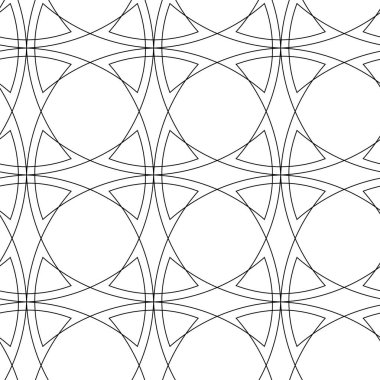 Haçlı, çizgili, çizgili soyut geometrik desen. Kusursuz vektör arkaplanı. Beyaz ve siyah süs. Modern retiküle grafik tasarımı.