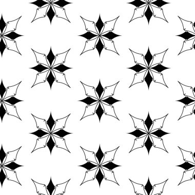 Haçlı, çizgili, çizgili soyut geometrik desen. Kusursuz vektör arkaplanı. Beyaz ve siyah süs. Modern retiküle grafik tasarımı.