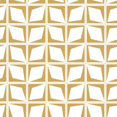 Haçlı, çizgili, çizgili soyut geometrik desen. Kusursuz vektör arkaplanı. Beyaz ve altın süs. Modern retiküle grafik tasarımı.