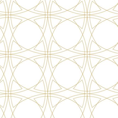 Haçlı, çizgili, çizgili soyut geometrik desen. Kusursuz vektör arkaplanı. Beyaz ve altın süs. Modern retiküle grafik tasarımı.