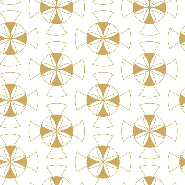 Haçlı, çizgili, çizgili soyut geometrik desen. Kusursuz vektör arkaplanı. Beyaz ve altın süs. Modern retiküle grafik tasarımı.