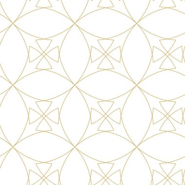 Haçlı, çizgili, çizgili soyut geometrik desen. Kusursuz vektör arkaplanı. Beyaz ve altın süs. Modern retiküle grafik tasarımı.