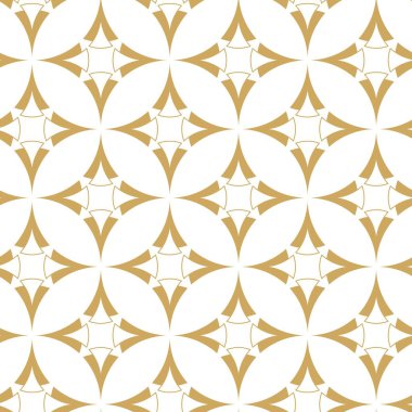 Haçlı, çizgili, çizgili soyut geometrik desen. Kusursuz vektör arkaplanı. Beyaz ve altın süs. Modern retiküle grafik tasarımı.