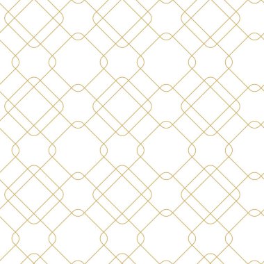 Haçlı, çizgili, çizgili soyut geometrik desen. Kusursuz vektör arkaplanı. Beyaz ve altın süs. Modern retiküle grafik tasarımı.