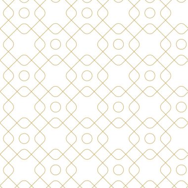 Haçlı, çizgili, çizgili soyut geometrik desen. Kusursuz vektör arkaplanı. Beyaz ve altın süs. Modern retiküle grafik tasarımı.