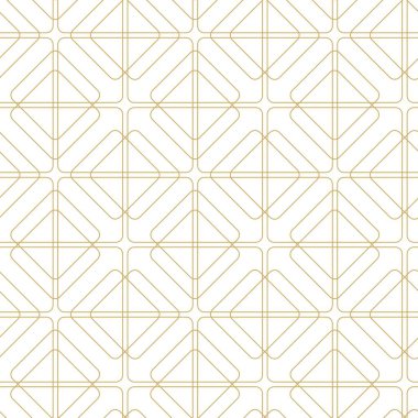 Haçlı, çizgili, çizgili soyut geometrik desen. Kusursuz vektör arkaplanı. Beyaz ve altın süs. Modern retiküle grafik tasarımı.