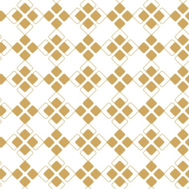 Haçlı, çizgili, çizgili soyut geometrik desen. Kusursuz vektör arkaplanı. Beyaz ve altın süs. Modern retiküle grafik tasarımı.