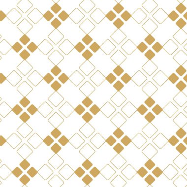 Haçlı, çizgili, çizgili soyut geometrik desen. Kusursuz vektör arkaplanı. Beyaz ve altın süs. Modern retiküle grafik tasarımı.