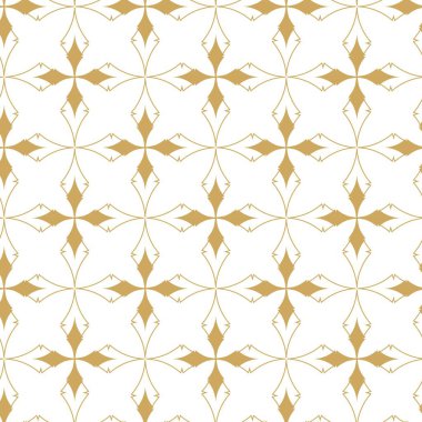Haçlı, çizgili, çizgili soyut geometrik desen. Kusursuz vektör arkaplanı. Beyaz ve altın süs. Modern retiküle grafik tasarımı.