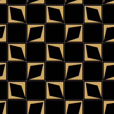 Haçlı, çizgili, çizgili soyut geometrik desen. Kusursuz vektör arkaplanı. Siyah ve altın süs. Modern retiküle grafik tasarımı.