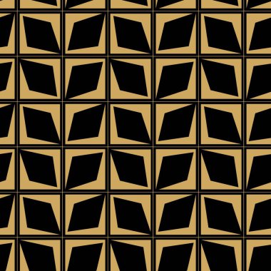 Haçlı, çizgili, çizgili soyut geometrik desen. Kusursuz vektör arkaplanı. Siyah ve altın süs. Modern retiküle grafik tasarımı.