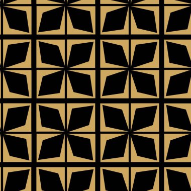Haçlı, çizgili, çizgili soyut geometrik desen. Kusursuz vektör arkaplanı. Siyah ve altın süs. Modern retiküle grafik tasarımı.
