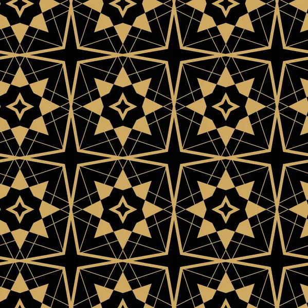 Haçlı, çizgili, çizgili soyut geometrik desen. Kusursuz vektör arkaplanı. Siyah ve altın süs. Modern retiküle grafik tasarımı.