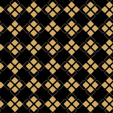 Haçlı, çizgili, çizgili soyut geometrik desen. Kusursuz vektör arkaplanı. Siyah ve altın süs. Modern retiküle grafik tasarımı.