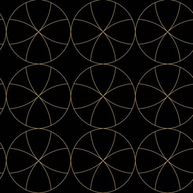 Haçlı, çizgili, çizgili soyut geometrik desen. Kusursuz vektör arkaplanı. Siyah ve altın süs. Modern retiküle grafik tasarımı.