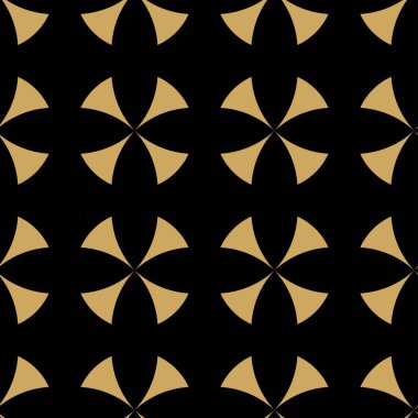 Haçlı, çizgili, çizgili soyut geometrik desen. Kusursuz vektör arkaplanı. Siyah ve altın süs. Modern retiküle grafik tasarımı.