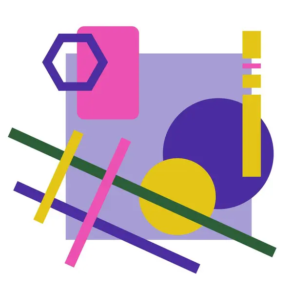 Çeşitli şekillerdeki renkli figürlerin soyut kompozisyonu. Kartvizitler, web siteleri, kavramsal projeler ve daha fazlası için parlak bir altyapı. Mavi, sarı, yeşil ve pembe tonlarda kavramsal arkaplan.